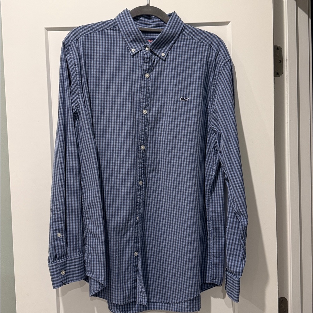 Vineyard Vines Navy Plaid Shirt Large